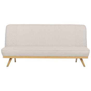 Sofá Cama Moderno De Tela Sin Reposabrazos Para 2 Personas Asiento Y Respaldo Acolchados Patas De Metal Con Efecto Madera Beige Kalfafel