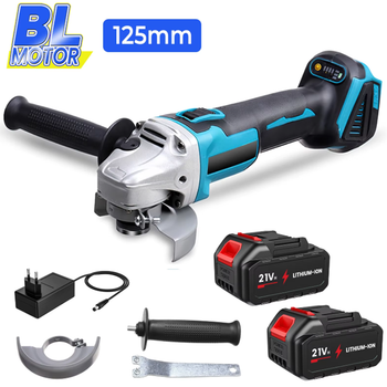 Amoladora angular eléctrica inalámbrica sin escobillas de 125 mm, máquina pulidora de 4 velocidades, herramienta eléctrica para trabajar la madera, compatible con batería Makita de 18 V