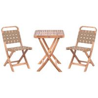 conjunto de balcon de madera de acacia certificada patio exterior plegable marron calciano