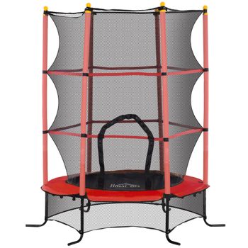 HOMCOM Cama Elástica Trampolín para Niños de +3 Años con Red de Seguridad y Marco de Acero Carga 50 kg para Interior y Exterior Rojo   Aosom España