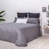 funda nordica jacquard floral gris algodon gris cama de 180