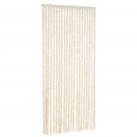 cortina antimoscas chenilla beige y blanco 90x200 cm vidaxl