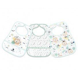 Set de baberos de rizo y EVA con recogemigas 3 uds Savanna Menta