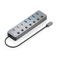 aisens hub usb3 2 gen2 10g usb c usb c m 4xusb a h 3xusb c h 1xusb c h pd3 0 100w gris 30cm