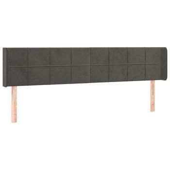 Cabecero De Terciopelo Gris Oscuro 163x16x78/88 Cm Vidaxl