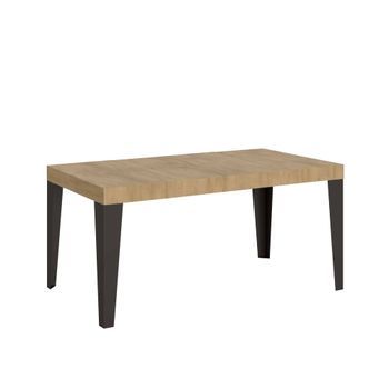 Mesa Extensible 130/390x90 Cm Flame Premium Roble Natural Patas Antracita
