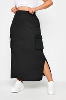 yours falda negra maxi con bolsillos cargo mujer curvy y tallas grandes yours