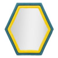 espejo de pared de terciopelo azul y amarillo cm 75x4x80