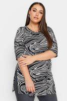 yours top negro estampado de lineas onduladas mujer curvy y tallas grandes yours