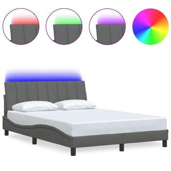 Estructura De Cama Sin Colchón Hanko Tela Gris Oscuro 120x200 Cm Vidaxl