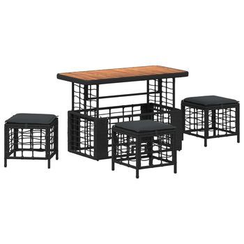 Conjunto De Comedor De Jardín Con Cojín 4 Piezas | Mueble De Jardín Negro Y Gris