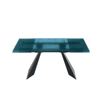 Mesa extensible con tapa de cristal azul cm 160/240x90 75h