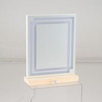 costway espejo de maquillaje plata con luz led regulable tres tonos cajon de madera de pino vertical ahorra espacio 41 x 14 x 54 cm plata