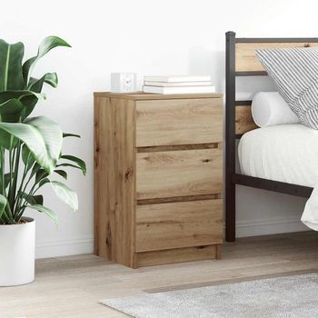 Mesilla De Noche - Mueble Para Dormitorio - Madera De Ingeniería - Roble Artesanal (39x35x65cm)