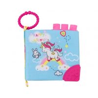 libro educativo de tela con mordedor happy unicorn