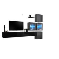 conjunto de muebles de salon switch xix diseno color negro y gris brillante