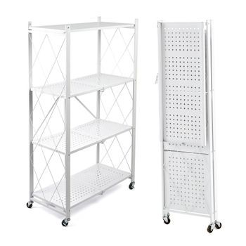 Estantería Metálica 125x71x34cm Plegable Con Ruedas Blanco