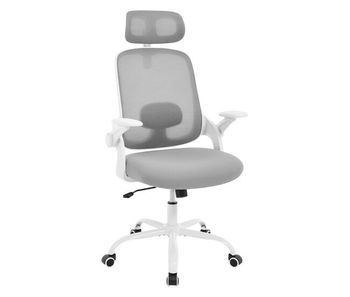 Silla de oficina 63,5x47x117,5 cm - respaldo alto, ergonómica, cómoda para ordenador y conferencias - gris claro