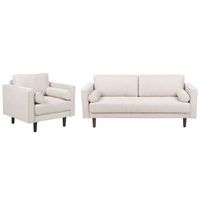 conjunto de sala de estar 4 plazas tapizado tela poliester respaldo acolchado beige nurmo