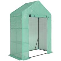 outsunny invernadero de jardin 143 x 73 x 195 cm con estanteria de 2 baldas verde   aosom espana