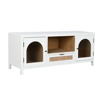 Mueble Tv Paulownia Cristal 120x40x50 Blanco