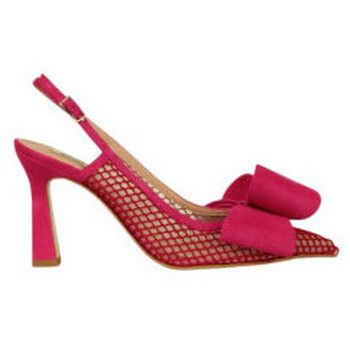 Ezzio Zapatos de tacón salon geometrico tacon 7cm en piel ante y rejilla con lazo para mujer