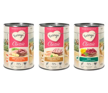 Feringa Classic Meat Menu 12 x 400 g - Pack Ahorro - Pack mixto 3 - Venado, vacuno y ave, pollo y trucha