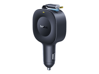 Cargador coche - Baseus VR2 PrimeTrip, Universal, 30W, Puerto Tipo-C, Con cable retráctil Rotación multiángulo, Negro Cosmic