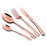 cuberteria completa 24 piezas acero inoxidable juego de cubiertos 6 personas pulido brillante oro rosado  berlinger haus rose gold