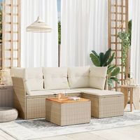 conjunto de sofas jardin con cojines 5 uds  mueble jardin mesa y sillas ratan sintetico beige cfw185388