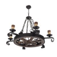 fabrilamp lampara rustico rueda 6l 6xe27 60w72x58