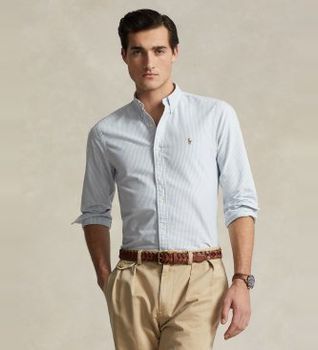 Polo Ralph Lauren para hombre. 710549084009 Camisa Oxford Slim Fit azul (XXL), Casual, Algodón, Manga larga