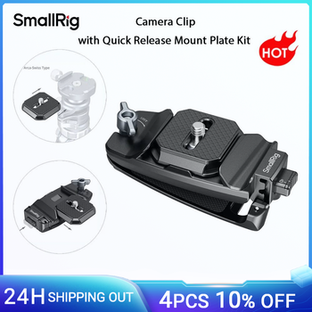 Clip de cámara SmallRig con kit de placa de montaje de liberación rápida para trípode tipo Arca para cámaras y cámaras de acción para mochilas, correas