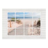papel pintado 3d - window  beach 200x140 cm
