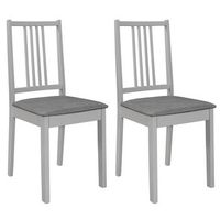 sillas de comedor con cojines de madera maciza gris 2 unidades vidaxl