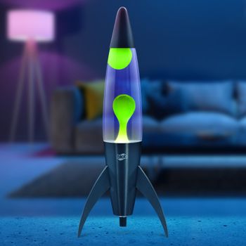 Blob Lamp 17" Rocket - Black Base, Green Wax, Purple Liquid