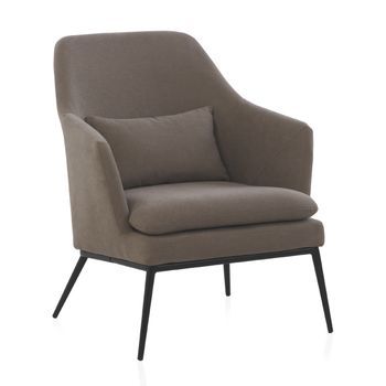 Sillón Tapizado Topo Con Cojín Y Patas De Metal
