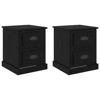 Juego De Mesitas De Noche - Armarios De Noche Con Cajón Roble Negro 39 X 39 X 47.5 Cm Mc6914