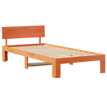 Cama Individual | Estructura De Cama Con Cabecero Marrón Encerado 100x200 Cm Madera De Pino Cfw54715