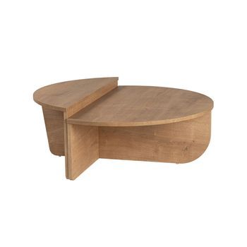Mesa De Centro Redonda En Dos Piezas Flossie Madera Natural