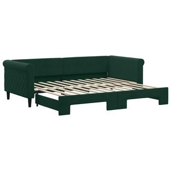 Sofá Cama | Cama Para Adulto | Sofá Convertible Nido Terciopelo Verde Oscuro 90x200 Cm