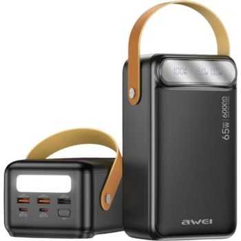 Power Bank Awei PA-82 60000 mAh 65W USB-C Power Delivery con linterna