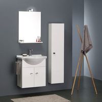 mueble de bano suspendido de 56cm con columna blanca  simply