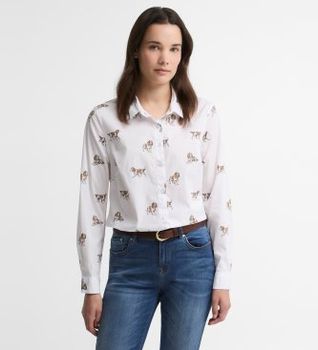 Barbour para mujer. LSH1644 Camisa Brambles blanco (S), Casual, Algodón, Manga larga