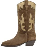 de alpe 2088 bota cowboy de ante y piel con tacon cubano castana