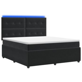 Cama Tapizada 160x200x140,5 Cm Terciopelo - Negro