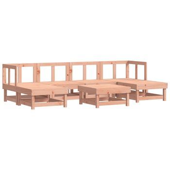 Juego De Muebles De Jardín 7 Uds | Conjunto De Comedor | Conjunto De Descanso Madera Maciza Abeto Douglas
