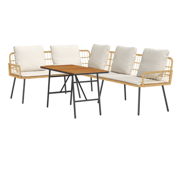 Set Sofás De Jardín 2 Pzas Con Cojines Ratán Sintético Natural Cfw720746