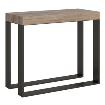 Consola extensible 90x40/196 cm efecto madera roble natural, hierro