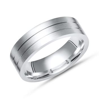 Anillo de plata 925 mate brillante estrías 6,5 mm